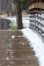 snow on a footbridge 
