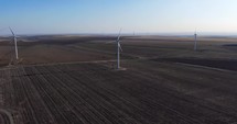 Drone shot of Wind Farm Landscape At Daytime.