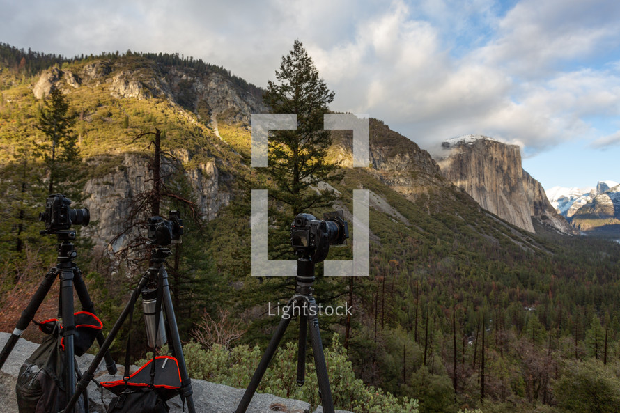 Cameras set up for time-lapse in Yosemite