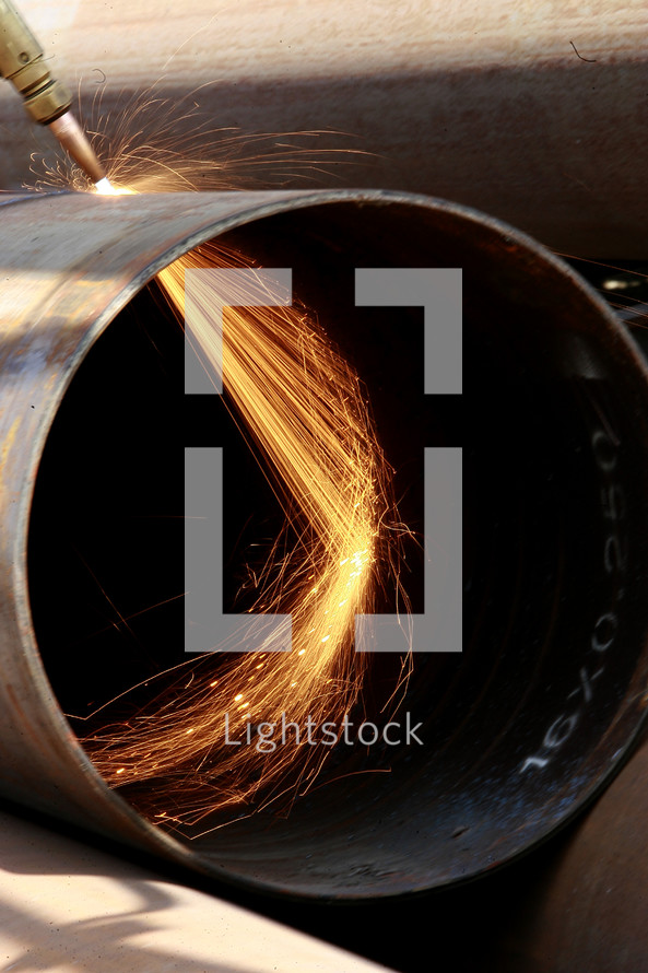 welding steel cutting sparks metal industrial torch cut