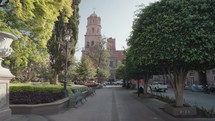 Jardín Zenea Garden and Templo de San Francisco de Asís Catholic church Santiago de Querétaro, Mexico