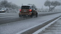 Traffic during a rare Arizona snow storm