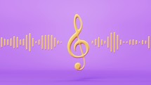 Loop animation of music notes with cartoon style, 3d rendering.

