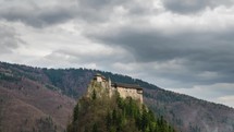 Gray clouds over dracula´s castle Time lapse
