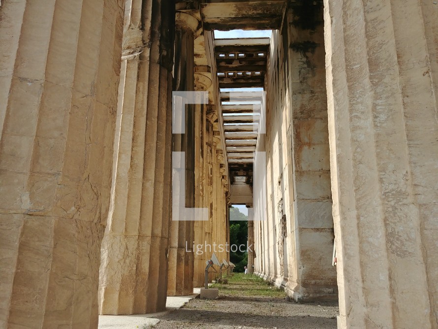 rows of ancient columns 