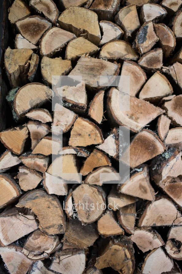 A pile of split logs.