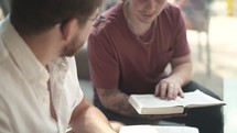 men's group Bible study, men discussing scripture 