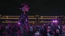 Day of the Dead Día de Los Muertos Skeletons and Skull Gaint Sculptures Display at Zócalo Main Square Night Mexico City Ciudad de México
