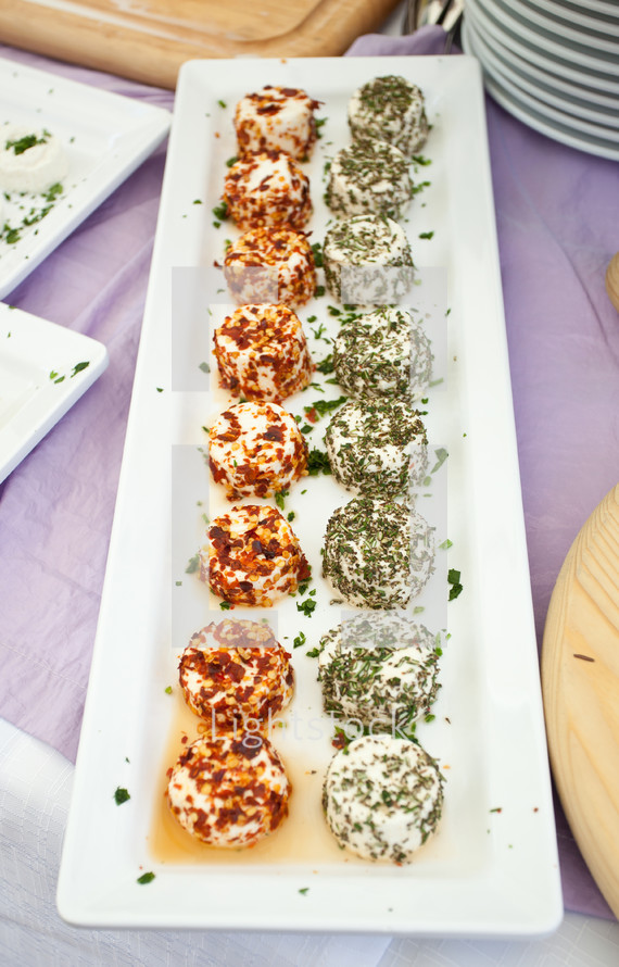 Plate of soft cheese with spices
