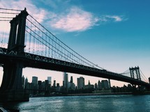 bridge and skyscrapers in NYC