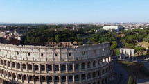 aerial view over the colesium in Rome 