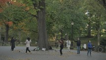 Energy Bagua, Asian Chinese People Circling Tree in Central Park Morning Manhattan, New York City, USA