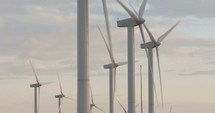 Large wind turbine farm generating electricity
