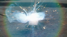 Slow motion of welding process. Macro footage