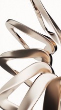 Metallic golden curve geometry background, 3d rendering.
