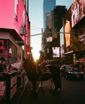police officers on horses in Times Square 