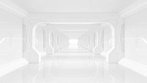 White empty tunnel, futuristic room, 3d rendering.
