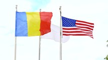Romanian, American, and Christian flags 