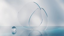 Curve glass with water surface, 3d rendering.
