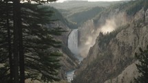 Lower waterfall in Yellowstone River at Grand Canyon of the Yellowstone National Park, Wyoming 