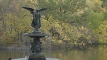 Angel of the Waters neoclassical Sculpture Bethesda Terrace and Fountain in central Park Fall Manhattan, New York City, USA