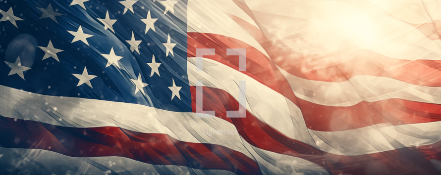 American National Holiday. US Flag banner. Veterans Day or Memorial Day concept.
