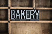 word bakery on a shelf 
