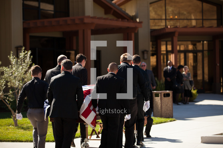 American flag on a coffin 