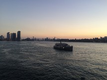 ferry on the river in NYC 