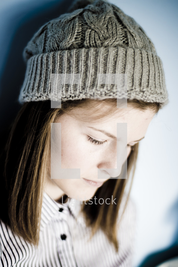 Woman wearing winter hat