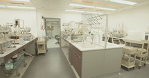 Pharmaceutical laboratory with medical and scientific equipment for drug manufacturing