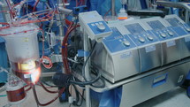 Heart lung machine working during open heart surgery at the hospital