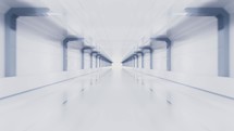 White empty tunnel, futuristic tunnel, 3d rendering.
