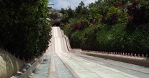 going down a waterslide 