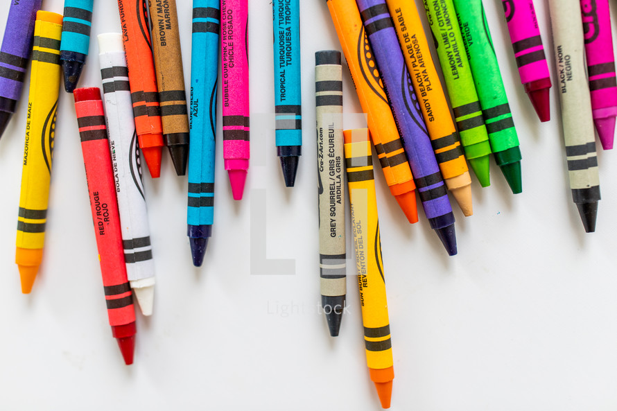 crayons on a white background