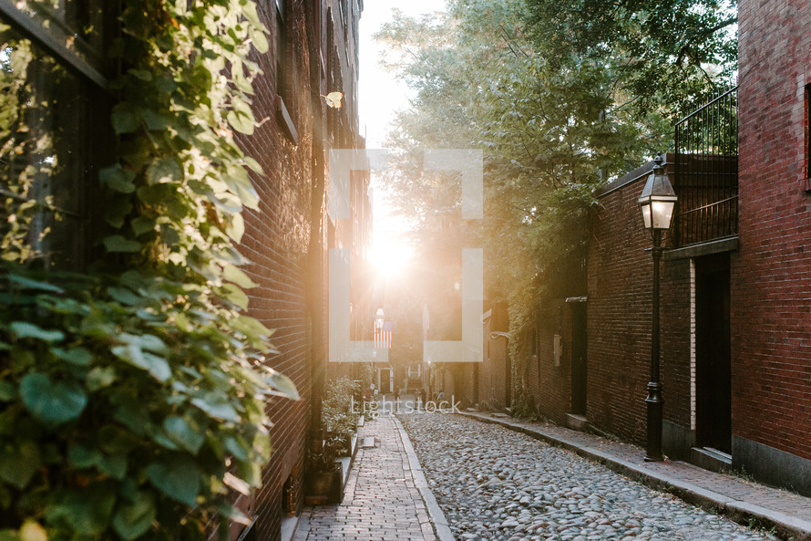 bright sunlight in an alley 