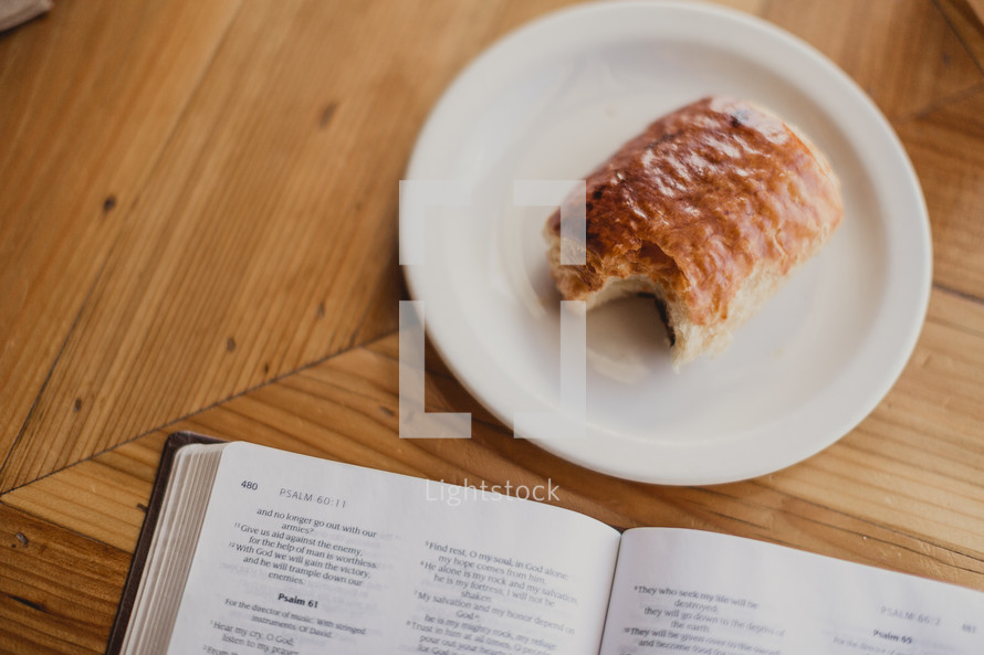 pastry and open Bible 
