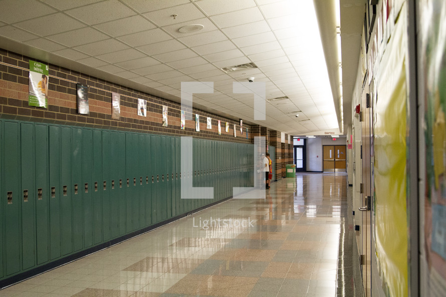 high school hallway with lockers 