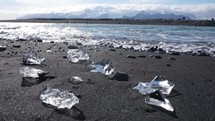 Ice on Black Beach in Iceland