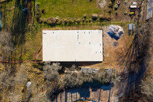 Aerial Drone Shot Of Foundations, Construction Site Platform