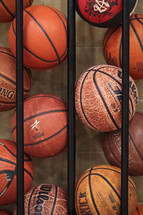 basketballs in a basket 