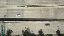 drone flying over a highway 