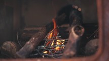 Small Wood Fire In A Stove