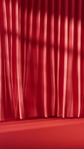 Red curtain with sunlight comes in, 3d rendering.
