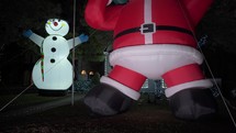 Beautiful Colorful Christmas Decoration Santa Claus and Snowman Around Neighborhood