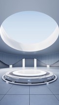 Empty creative round room background, 3d rendering.
