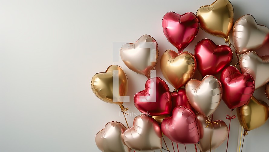 Valentine's day background with heart-shaped balloons.