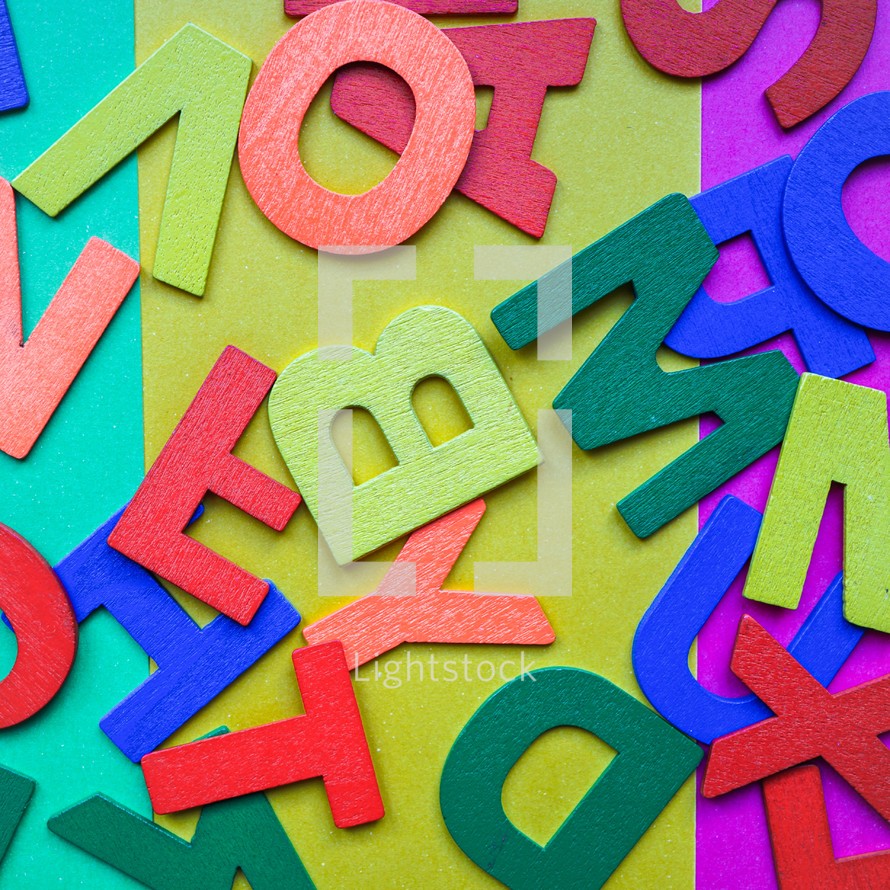 wooden letters background, colorful background