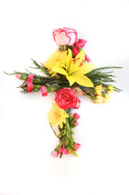 Cross made out of flowers