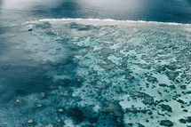 aerial view over coral reef 